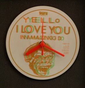 YELLO CLOCK Upcycled Vinyl Record Picture Disc Hit Single PD7016 7" Wall CLOCK - Picture 1 of 4