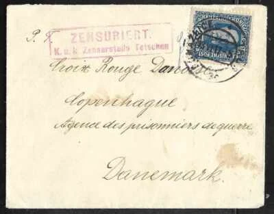 AUSTRIA 1917 Tetschen Censored Cover pmk Domazlice Czechoslovakia to Red Cross - Image 1 of 2