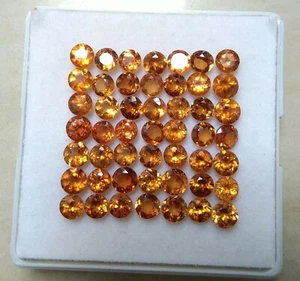 15 Pcs Natural Round Cut Hessonite Garnet 4.50 MM Calibrated Lot AAA Quality Gem - Picture 1 of 7