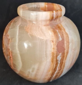 NATURAL WHITE ONYX HANDMADE FLOWER POT HOLDER, DIAMETER = 5" & HEIGHT = 5" - Picture 1 of 18