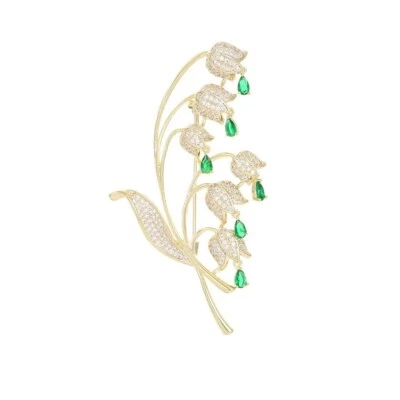 ZARD Lily of the Valley Flower Pin Brooch with Cubic Zirconia Accents - Image 1 of 4
