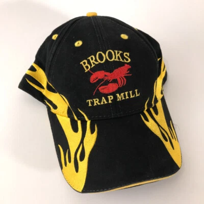 Brooks Trap Mill hat Maine Lobster supply company cap flames on black - Image 1 of 4