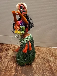 Hawaiian Hula Girl Doll Figure Vintage About 9 1/2 Inches Tall - Picture 1 of 11