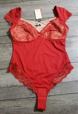 Popilush Lace Bodysuit Top Thong Party Shapewear Tummy Control V Neck Thong Sz L - Imagem 1 de 4