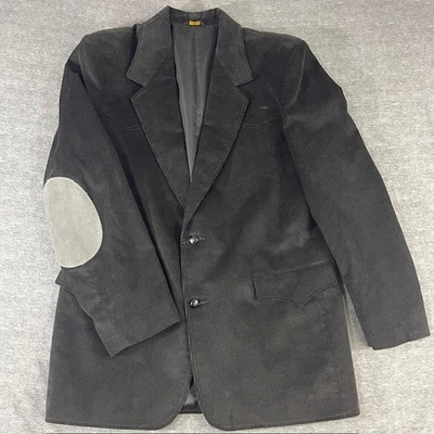 NWT Vintage Pioneer Wear Blazer Sport Coat Jacket 44L Black Corduroy Elbow Patch - Image 1 of 4