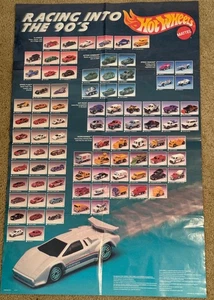 Vintage 1990 Hot Wheels "Racing Into The 90's" Poster - GEBRAUCHT - Bild 1 von 11