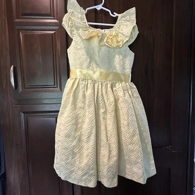 Bonnie Jean Girls Size 10 Yellow Sleeveless Eyelet Gingham Dress - Image 1 of 4