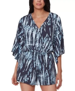 Bar III Damen Schwimmen Überziehen Strampler Tintenfass Blau Batik Größe X-Small - Bild 1 von 3