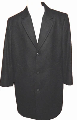 LONDON FOG SIGNATURE MENS BLACK WOOL BLEND COAT 121545 OVERCOAT WOVEN JACKET~42S - Image 1 of 4