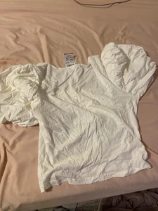 Frame Women’s Casual Cropped Blouse White Puff Half Sleeve XS Cotton B6 MSRP:198 - Picture 1 of 4