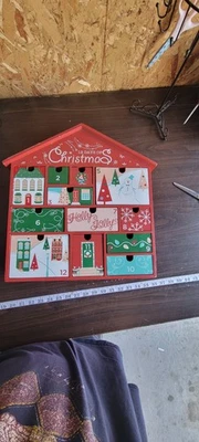Wooden Advent Calendar With Drawers 12 Days Of Christmas  - Image 1 of 4
