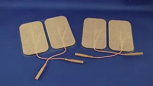 4 Ersatz Pads für Massagegeräte / Tens Einheiten Elektrodenpads 2x3,5 Zoll hellbraunes Tuch - Bild 1 von 1