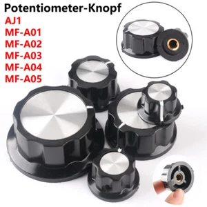 Potentiometer Drehknopf 6mm Achse Knopf Regler Kappe Drehknopf Potiknopf Schwarz - Bild 1 von 17