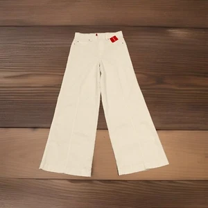 SPANX 20465R Seamed Front Wide Leg in Ecru Wash Pull-on Ivory Jeans Large NWT - Picture 1 of 9