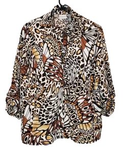 Chaqueta Zenergy by Chicos Talla 2 Grande Marrón Mariposa con Cremallera - Imagen 1 de 4