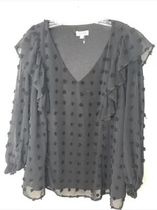 Andree By Unit Womens Long Sleeve Blouse Size 2XL Color Black 100% Polyester - Picture 1 of 6