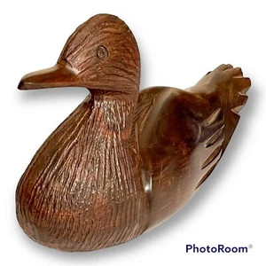 Entenschmuck Massiv Hartholz 11 Zoll geschnitzt Mallard Mahagoni Nussbaum Vogel Dekor schwer - Bild 1 von 6
