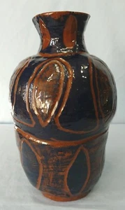 Antique Vintage Redware Vase Vessel Signed Donovan - Picture 1 of 12