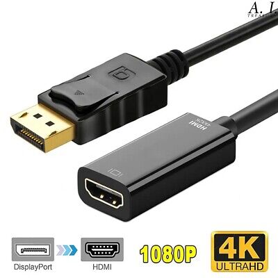 4K DP MALE To HDMI FEMALE Display Port Adapter Cable Computer Laptop Converter • 3.25£