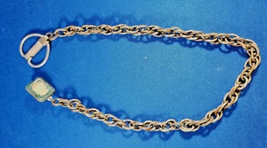Antique Pocket Watch Chain Goldtone Cream Cameo Greek Soldier Green 15” - Picture 1 of 7
