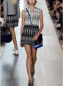 TORY BURCH Size 6 Savora Boho Aztec Fringe Mini Dress 6 - Picture 1 of 7