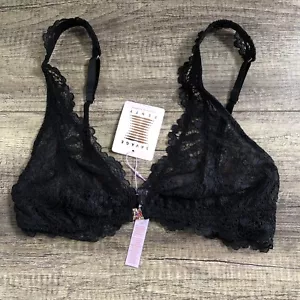 Savage X Fenty romantisches Bralette mit Kordelverschluss vorne - Kaviar - Large neu mit Etikett - Bild 1 von 6