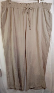 CALVIN KLEIN Women's Wide Leg Drawstring Waist Pants 2X Beige Flowy Comfy NWT - Picture 1 of 15