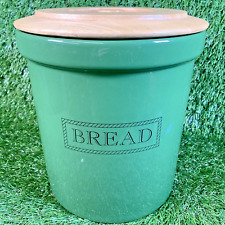 Vintage T G Green Cornishware Cloverleaf Large Bread Bin Crockpot Wooden Lid