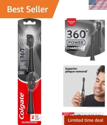 Soft Charcoal Toothbrush Heads with Polisher, Pack of 2 for Superior Oral Care - Image 1 of 4