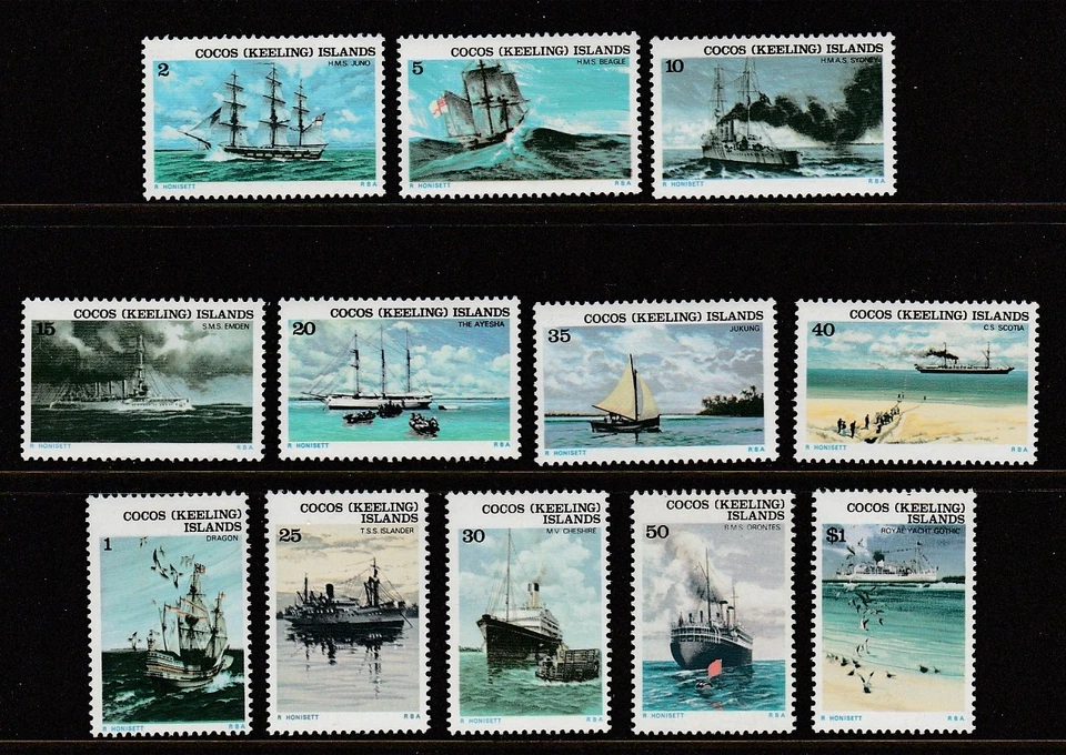 Juego de barcos Cocos Island 1972 MUH SG 20/31  Foto 1 de 1