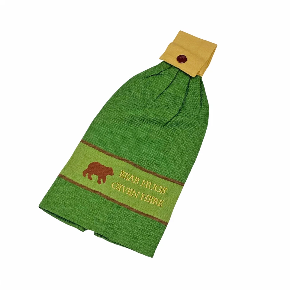 Хлопковое вышитое кухонное полотенце для рук Bear Hugs Given Here  - Изображение 1 из 1