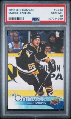 2016-17 Upper Deck UD Canvas Retired Stars Mario Lemieux #C243 HOF PSA 10 - Image 1 of 2