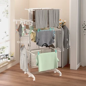Clothes Airer Clothes Drying Rack Extra Large 4 Tier Folding Airer & Sock Dryer - Picture 1 of 12