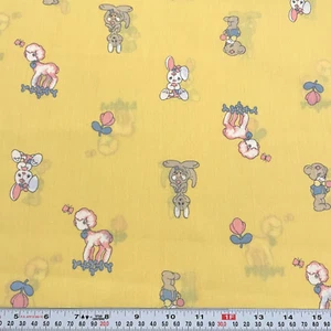 Vintage Precious Moments Animals Yellow Cotton Blend Fabric Remnant 12" x 44" - Picture 1 of 2
