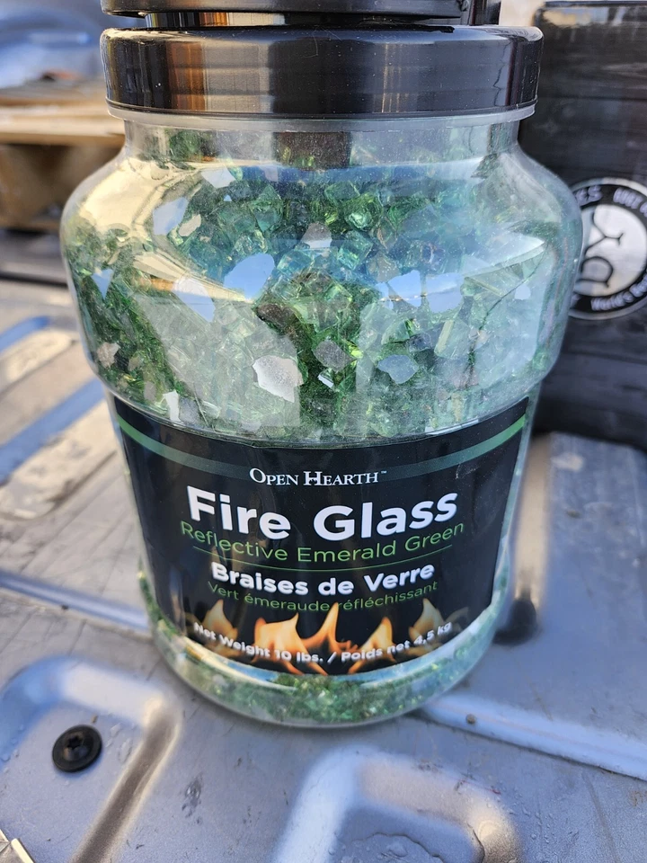 Vidrio de Fuego para Fogata, Chimenea Alto Brillo Reflectante Vidrio Verde Esmeralda Foto 1 de 3