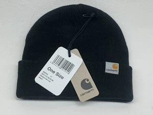 New Carhartt WIP Stratus Low Hat - Black Unisex Beanie Cap USA Knitted Acrylic - Picture 1 of 9