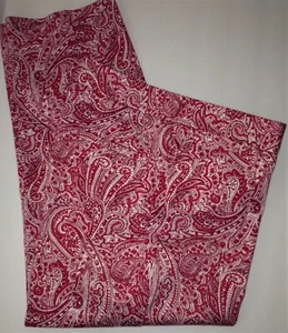 TALBOTS Curvy PANTS 4 Red Pink White Paisley Print CROPPED - Picture 1 of 2