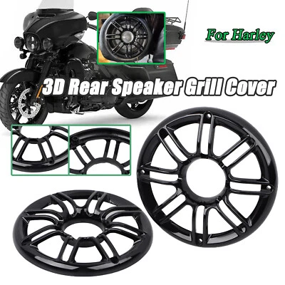 Black Rear Speaker Grill Cover Fit For Harley Touring Street Electra Glide FLHTC - Image 1 of 4