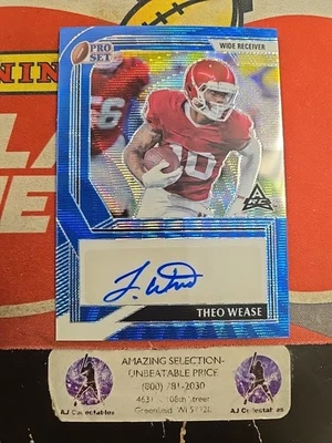 2022 Leaf Pro Set Football Theo Wease /30 Rookie Blue Wave Foil Autograph (HF - Image 1 of 3