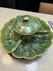 Vintage McCoy Pottery Hostess Line Lazy Susan #805 Dark Green Made in USA - Picture 1 of 24