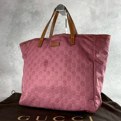 artículo Bolso Gucci 282439 GG Nylon Rosa Cuero A4 16a Foto 1 de 4