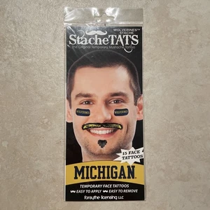 Michigan Wolverines Stache Tats Temporary Face Tattoos Perfect for Gameday NCAA - Picture 1 of 8