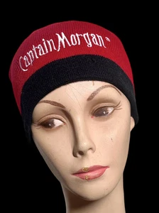 CAPTAIN MORGAN RUM Beanie Knit Winter Ski Skull Hat Red with Black Band One Size - Picture 1 of 14