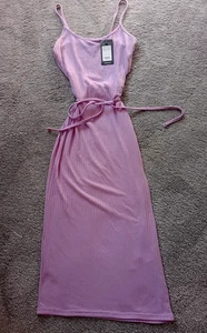 NEW LOOK Ribbed Midi Summer Dress (Size 6) Lilac (Full Description Below) BNWT - Picture 1 of 5