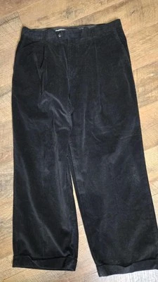 LINEA NATURALE Vtg 90s Corduroy Pants Men 36x26 Pleated Chunky Charcoal Black... - Image 1 of 4