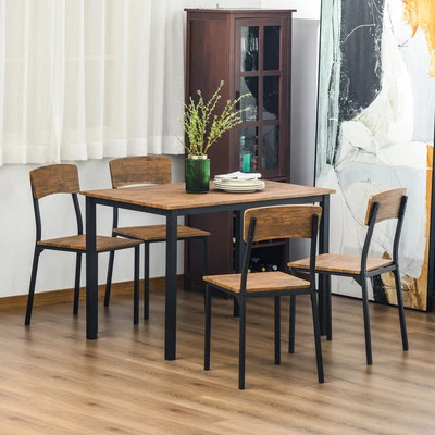 5 PC Contemporary Dining Set Table with 4 Chairs Compact Kitchen Seating - Image 1 of 4