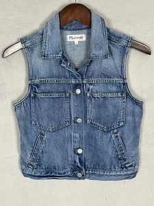 Chaleco vaquero Madewell The Pocket pequeño azul bolsillos botones de metal algodón - Imagen 1 de 18