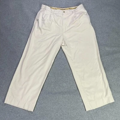 Tommy Bahama Pant Men 34x26* Ivory Silk Blend Pleated Casual Chinos - Shrunk - Image 1 of 4