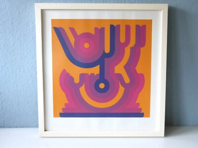 Abstrakte Farbserigraphie Grafik Roland Altmann Orange-Violett Siebdruck 1977 - Bild 1 von 4