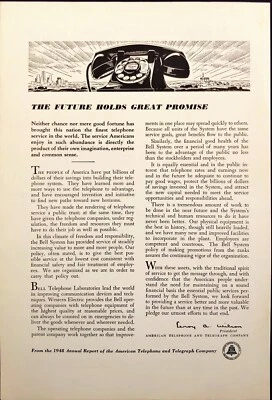 Anuncio impreso vintage de teléfono AT&T The Future Holds Great Promise 1949 Foto 1 de 4